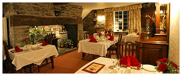 Breakfast and five course evening meal served in the dining room at Brynhir Farm.